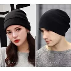 Kit 2 Touca Preta Básica Lisa Lã Gorro Com Forro Toca Unissex Masculina Feminina Frio Quentinha Adulto