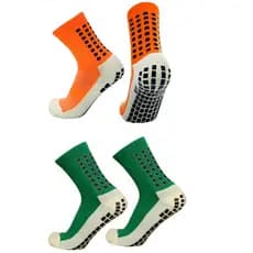 Kit 2 Par Meia pro socks Meias de futebol Meias Esportivas De Algodão Antiderrapantes De Alta Qualidade. Laranja.Verde