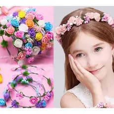 KIT 2/3/5  peças tiara de FLORES para cabelo Acessório De Cabelo Coroa De Flor Com Dourada Para Noivas Meninas