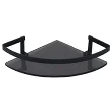 Porta Shampoo Canto Quadrado Para Banheiro Preto Fosco Vidro Fumê