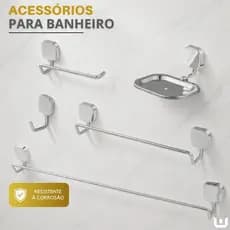 Kit Acessórios Para Banheiro Lavabo Lavatório 05 Peças Venezza Luxo Metal Cromado