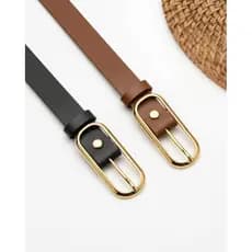 Kit 2 Cinto Feminino Plus Size Fino Couro Sintético Basico Leve Alfaiataria Social Versátil Lua