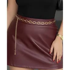 Cinto Corrente Feminino Plus Size Dourado Metal Elegante Social Country Casual Vestido Prateado