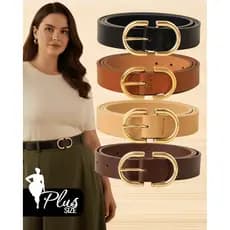 Kit Cintos Feminino Plus Size Alfaiataria Elegante Fino Casual Couro Sintético Social Lola