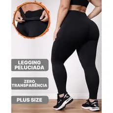 Calça Legging Plus Size Forrada Legue Flanelada De Frio Zero Transparência Cintura Alta P ao G3