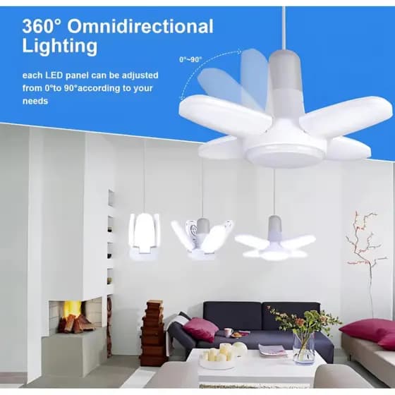Luminária De Teto Dobrável Lâmpada De Pétalas LED 28/60W 6500K E27 Portátil - Envio Imediato