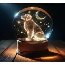 Luminária Led 3D Globo Cristal Mesa Decorativa Quarto Estudo 8cm