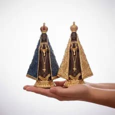 Nossa Senhora Aparecida Manto Azul Gesso Pó De Mármore 15 Cm