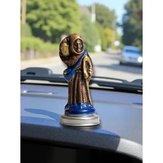 Imagem São Longuinho Painel de Carro Metal Ouro Velho 5cm