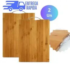 Kit 2 Tábua de Corte Carne e e Legumes Bambu Com Alça Tabua de Corte
