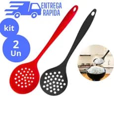 KIT 2 ESCUMADEIRA SILICONE 28,5 cm ESCUMADEIRA