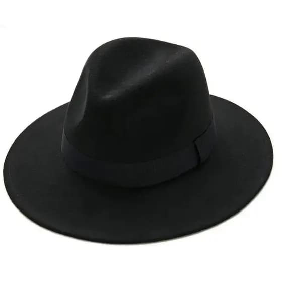 Chapéu Fedora Preto Aba Larga Unissex Estilo Vintage Elegante Masculino Feminino Moda
