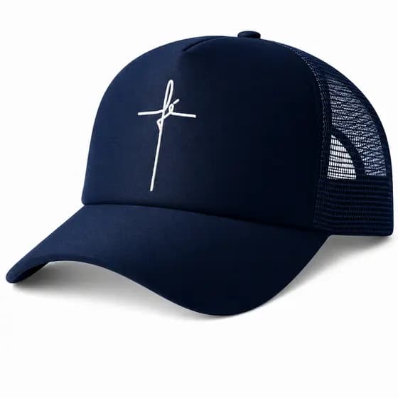 Boné Trucker Unissex Cruz  Minimalista Ajustável – Várias Cores, Estilo Cristão Casual
