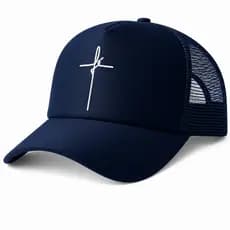 Boné Trucker Unissex Cruz  Minimalista Ajustável – Várias Cores, Estilo Cristão Casual