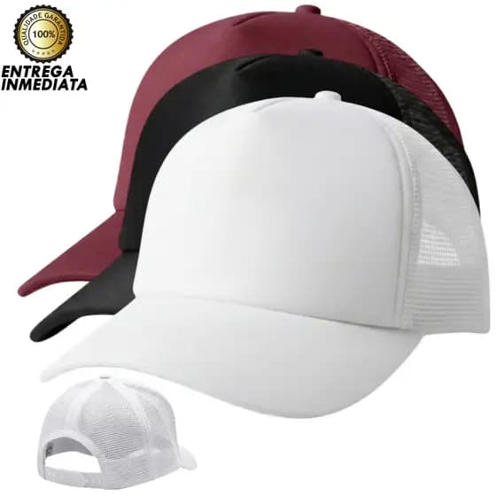 Kit 2 Bonés Lisos Trucker – Várias Cores | Boné Masculino/Feminino, Ajustável, Tela Respirável