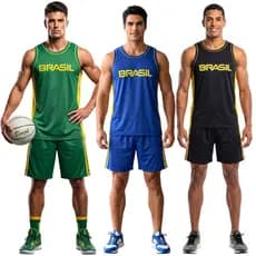 Conjunto Brasil Masculino Adulto Camiseta + Short Academia Futebol Treino Roupa Esportiva Leve Confortável