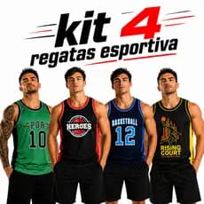 Kit 4 Camisetas Regata Esportiva Fitness Masculina para Academia e Esportes