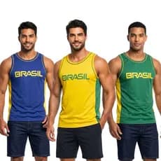 Kit Camiseta Regata Masculina Esportiva Academia Treino Fitness Leve Respirável Confortável
