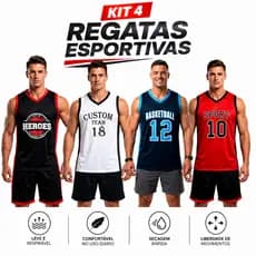 Kit com 4 Camisetas Esportivas – Regata Ideal para Academia, Corrida e  Seu Dia a Dia