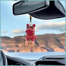 Carro Cão Ornamentos Bulldog Auto Interior Balançar Resina Pendurado Pingente Engraçado Animal Espelhos Retrovisores Do
