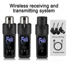 Sistema De Microfone Sem Fio Recarregável Receptor Transmissor XLR De 2.4GHz Latência Ultrabaixa Para Dinâmico/Misturado