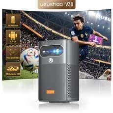 Projetor Externo VEVSHAO V30 1080P 4K Bateria Embutida 3D Foco Automático Portátil