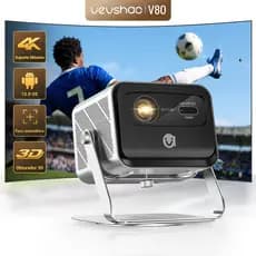 VEVSHAO V80 4K 2200 ANSI Projetor Luz Do Dia Google TV 11.0 Foco Automático Som 40W
