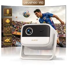 VEVSHAO Projetor Inteligente V60 Full HD 1080p Android 11.0 Bateria Embutida Auto Foc Keystone Wifi 5G Bluetooth DLP