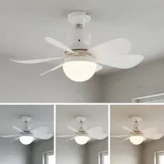 Lâmpada de Led C/ Ventilador de 6 Pás Teto Bivolt C/Controle 60W
