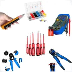 Kit Eletricista 6 Peças Alicates Chaves Isoladas Multímetro Conectores Terminal Tubular Completo Profissional