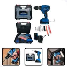 Parafusadeira Furadeira 36V Brushless de Impacto com Maleta, Kit de Acessórios Completo, Carregador e Bateria Bivolt