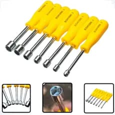 Kit Chave Canhão Soquete fixo 7 Peças Manutenção Profissional Reforçado Ergonômico 5 mm até 12 mm