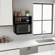 Nicho Suporte Duplo Parede 60cm Microondas Forninho Airfryer Eletrodoméstico Temperos Preto MDP