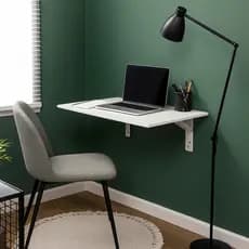 Escrivaninha Suspensa Parede Retrátil Dobrável Bancada Notebook Computador Ergonômica MDF Branco