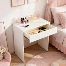 Escrivaninha Penteadeira 70cm Com Gaveta Branco MDF Gamer Quarto Sala Home Office Aparador Canto