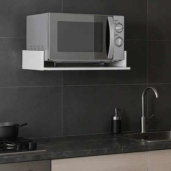 Suporte Flutuante Parede Microondas Airfryer Forninho Impressora Eletrodoméstico Cozinha Branco MDF