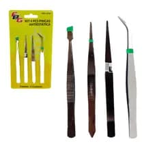 2 Kit 4 Pçs Pinças Ferramenta Pequenos Reparos Eletrônicos Antiestética