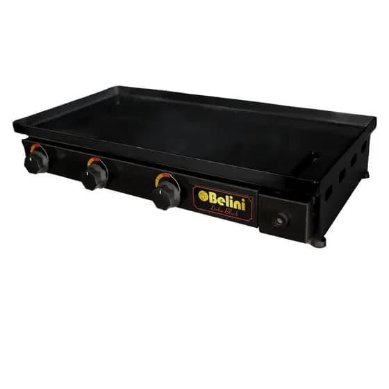 Chapa 70Cm 5mm Black Aço Carbono À Gás Porções Hamburguer Profissional