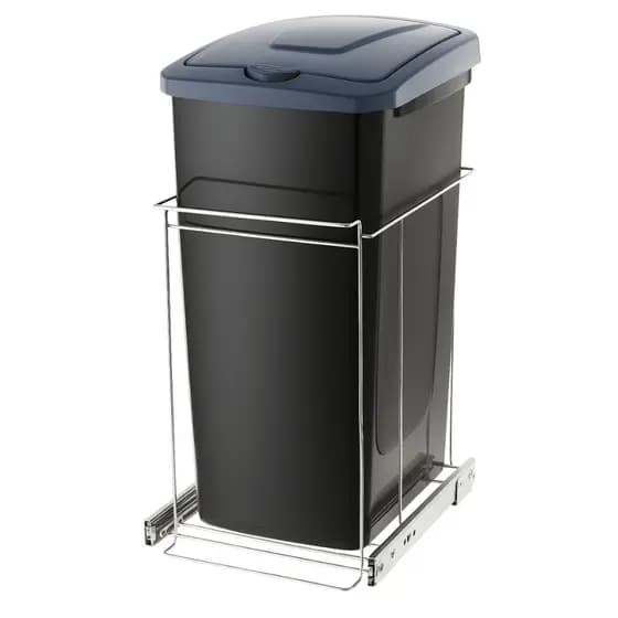 Lixeira Deslizante 30 Litros Com Suporte Aramado E Tampa Cinza Instalação Em Móveis Cozinha Compacta Higiene E Design Fu