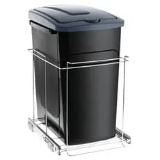 Lixeira Deslizante 40 Litros Com Suporte Aramado E Tampa Cinza Ideal Para Cozinhas Planejadas Economia De Espaço E Facil