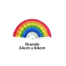 Leque Oriental GRANDE Arco-íris Festa Carnaval Parada Gay - Material Resistente Cores Vivas （Leque--001）