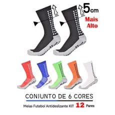 Kit 12 Meias de Futebol Masculino Profissional Cano Alto Antiderrapante e Pespirável Para Treino（meia Sport--008）