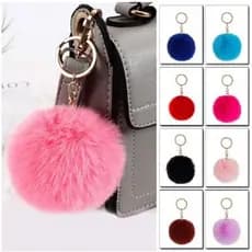 Kit 3 Chaveiro Pompom Pelúcia Diversas Cores e Tamanhos Ideal Para Chaves Bolsas Malas Mochilas( maquiagem--009)