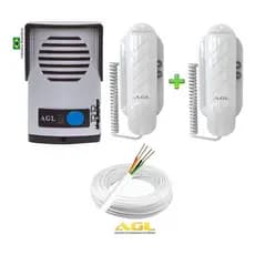 Kit Agl Interfone Residencial Com 2 Fones + 60 Mts Cabo