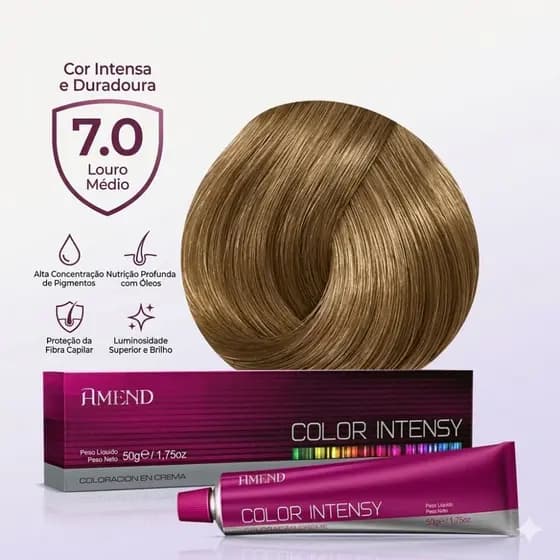 Coloração 7.0 Louro Médio Amend Cosmetics Color Intensy