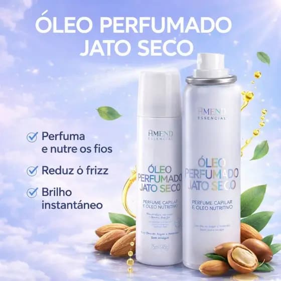 Perfume Capilar e Óleo Nutritivo Amend Essencial Óleo Perfumado Jato Seco - 75ML