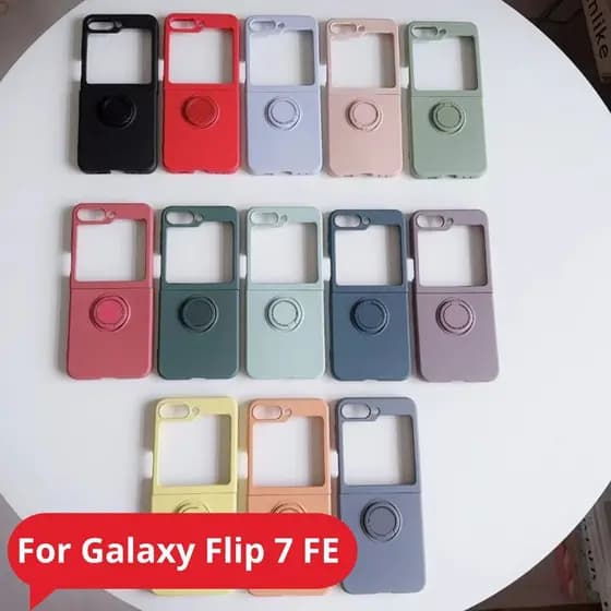 Capinha Capa Para Z Flip 7FE 7 FE Anel Aveludada Veludo Silicone Case Protetora Suporte