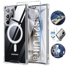 Capinha Capa Para S23 S24 S25 S26 Ultra FE Edge Plus+ PELICULA Case Magsafe Magnética Anel Transparente rígida