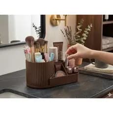 Organizador Cosméticos 22cm com Suporte de Pincéis e 5 Divisórias