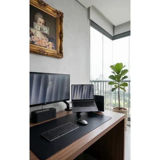 Kit Setup Organizador: Suporte Notebook 3 em 1 + Caixa Organizadora de Cabos Premium